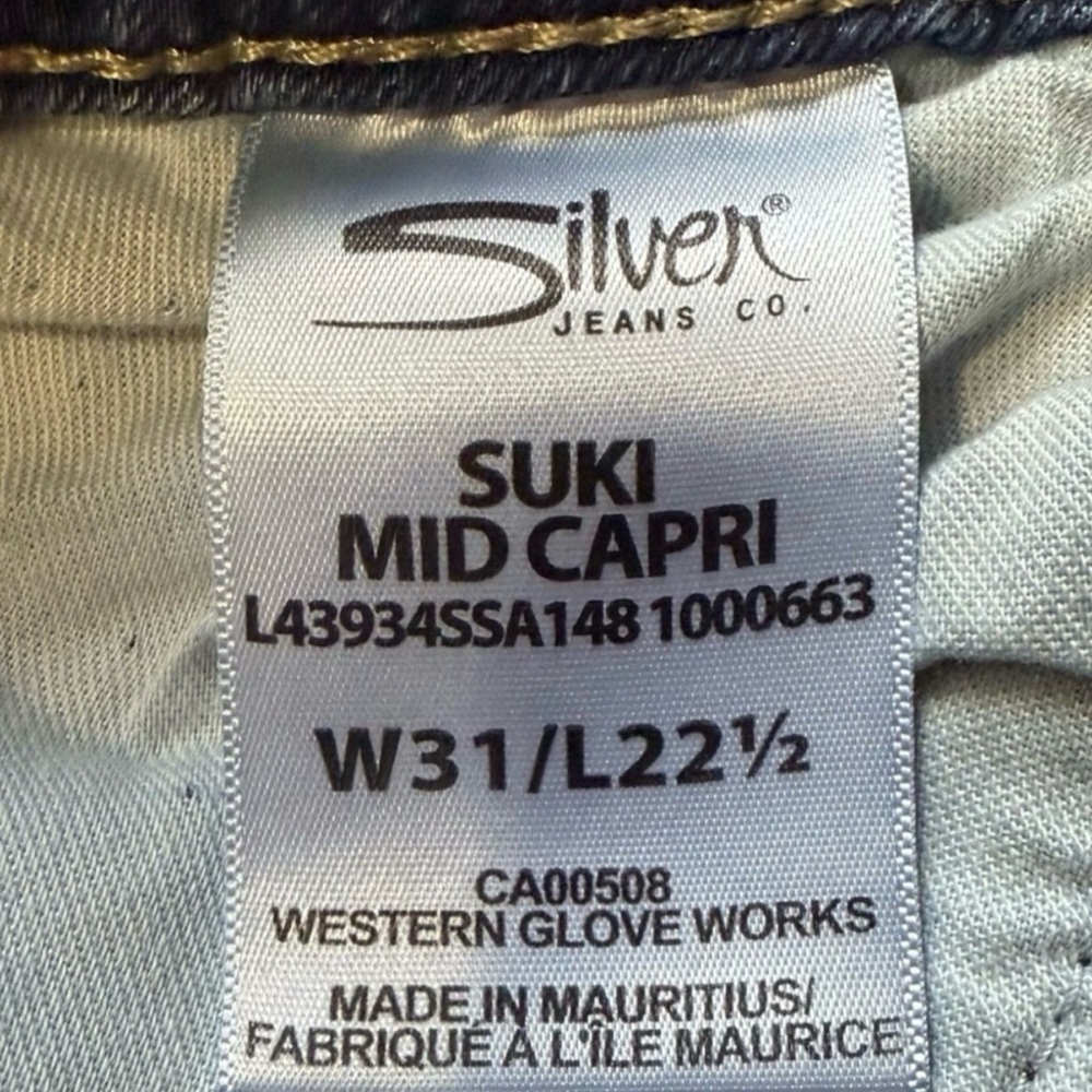 SILVER JEANS 🖤 Suki Mid Capri Jeans ✨ Size 31 Mid Rise Straight Leg - Picture 8 of 12